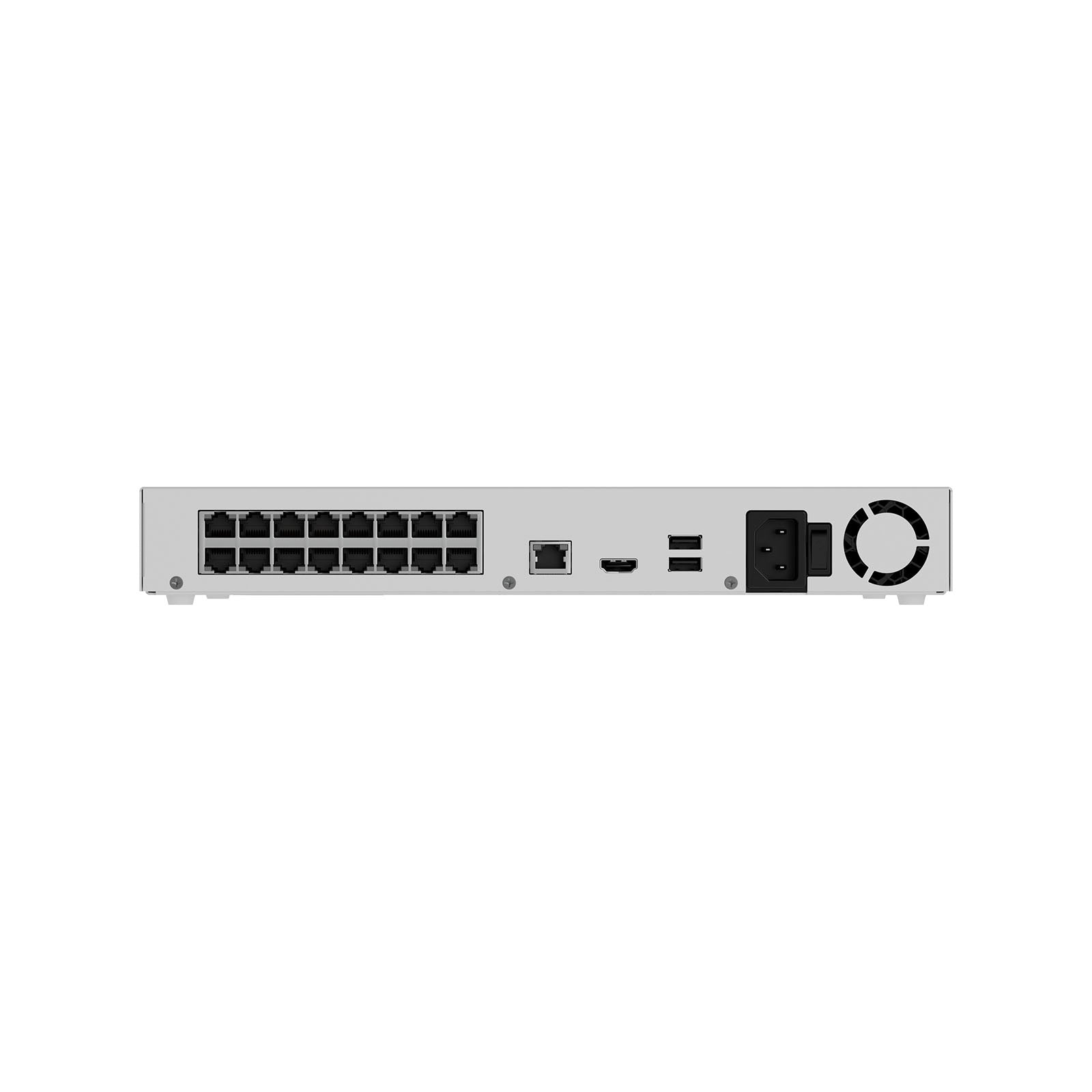 140917.122.WH1 - Ajax NVR H2D16PAC Bianco 16 Canali PoE 4K HDMI NVR IP 12MP con AI, 16 Porte PoE, H.265, 2 HDD 16TB, ONVIF