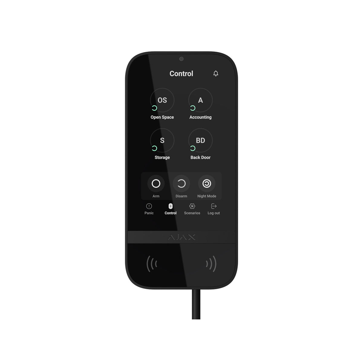 143607.226.BL1 - Ajax Superior KeyPad TouchScreen Fibra Nero Tastiera Cablata con Display IPS 5” e Accesso Pass Tag Smartphone