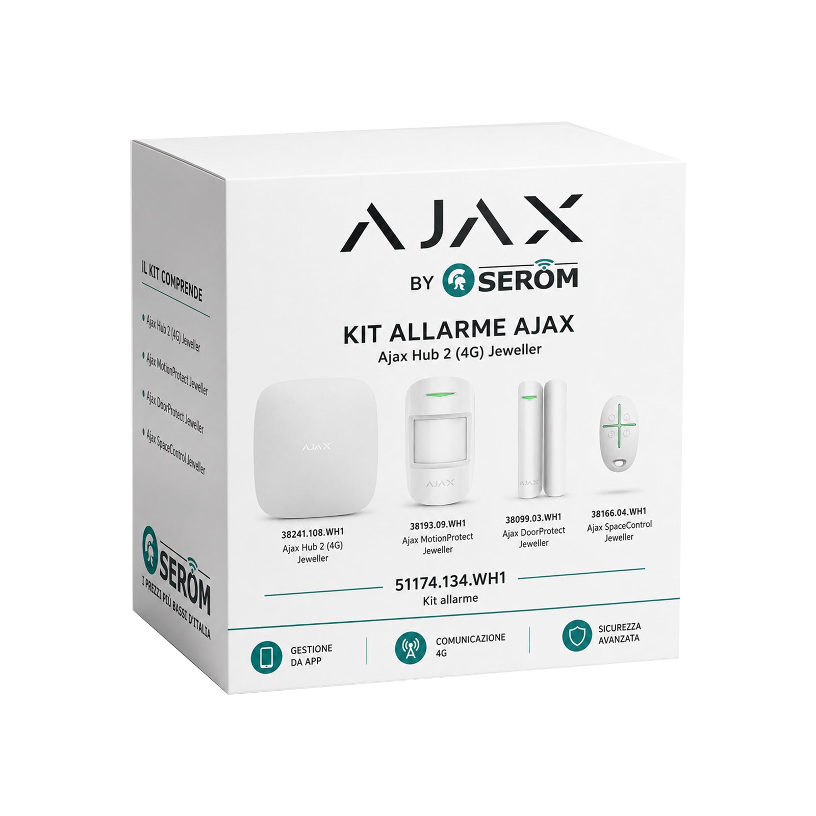 38168.56.WH1 - Ajax Starter Kit 2G di sicurezza domestica intelligente