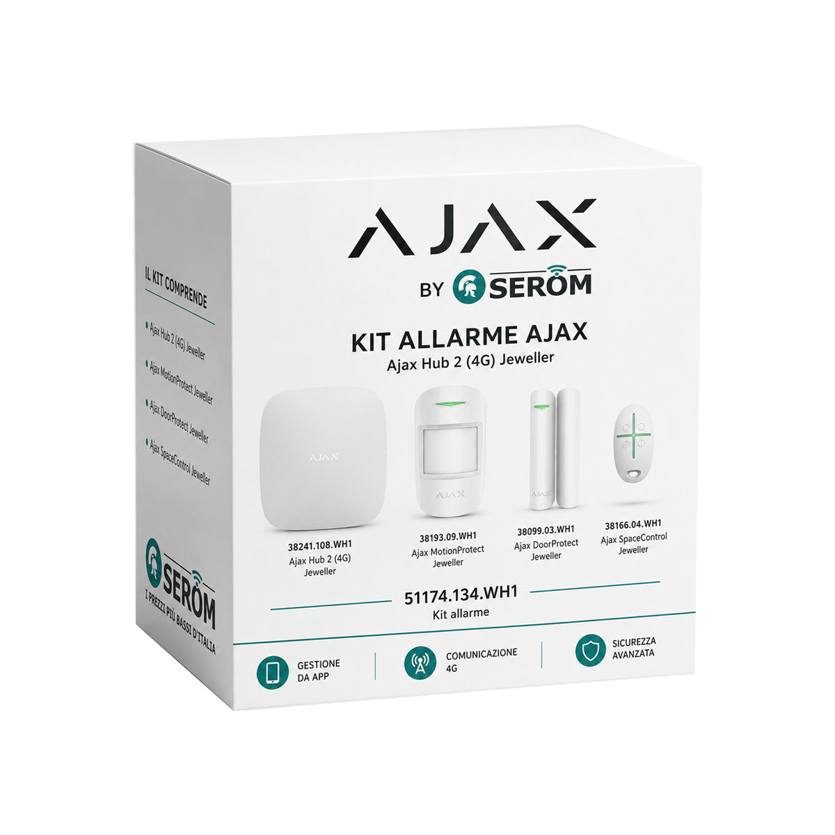 51174.134.WH1 - Ajax StarterKit 4G kit di sicurezza domestica intelligente bianco