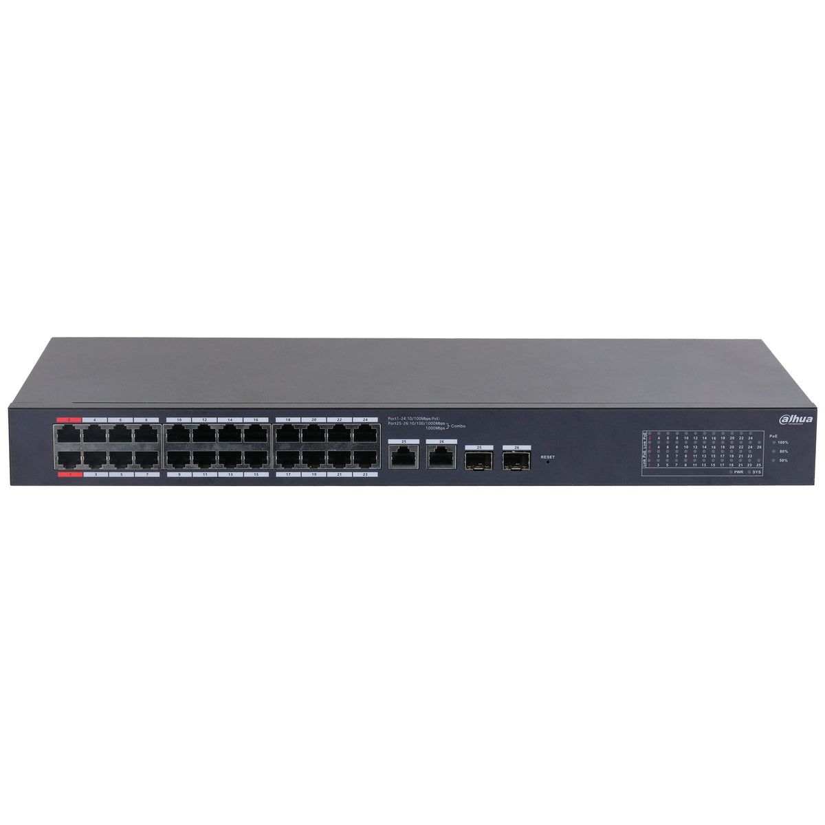 CS4226-24ET-240 - Switch di rete 24 Porte PoE + 2 Porte 10/100/1000 RJ45 SFP Serie Cloud Managed - Dahua