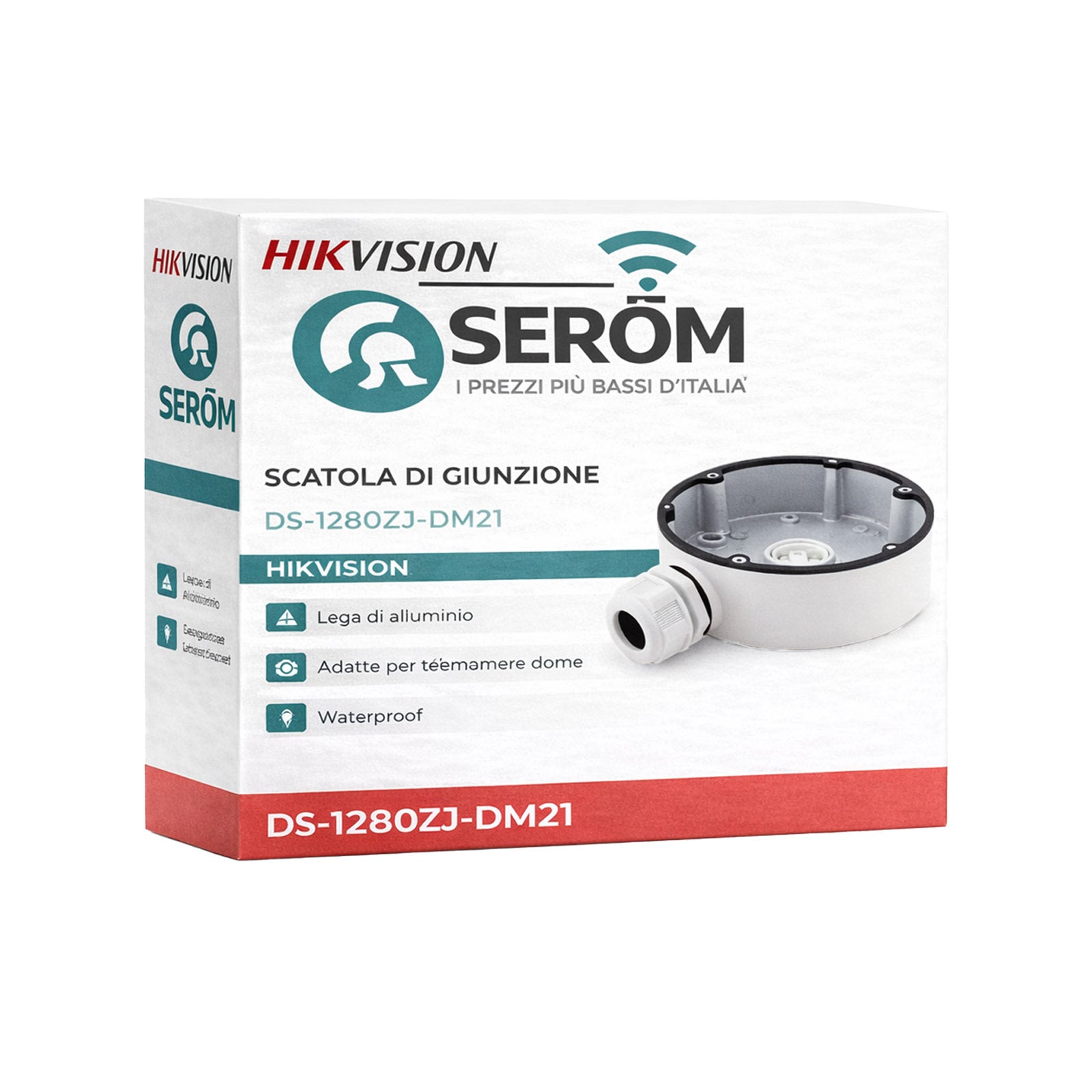 DS-1280ZJ-DM21 - Scatola di Giunzione Waterproof in Alluminio per Telecamere Dome Bianca - Hikvision