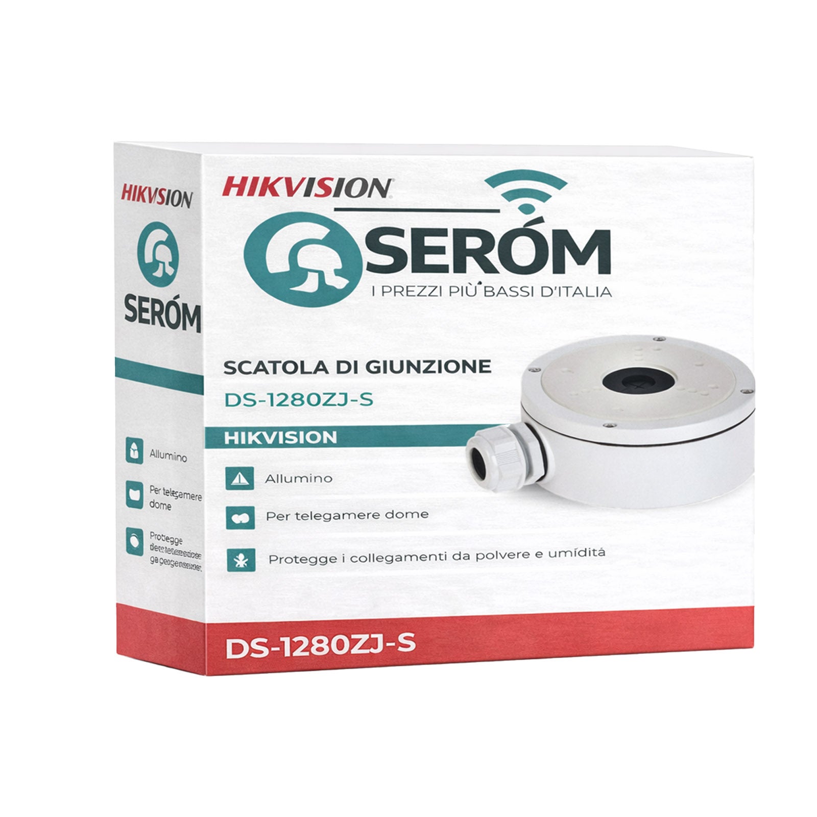 DS-1280ZJ-S - Scatola di Giunzione in Alluminio per Telecamere Dome da Interno ed Esterno - Hikvision
