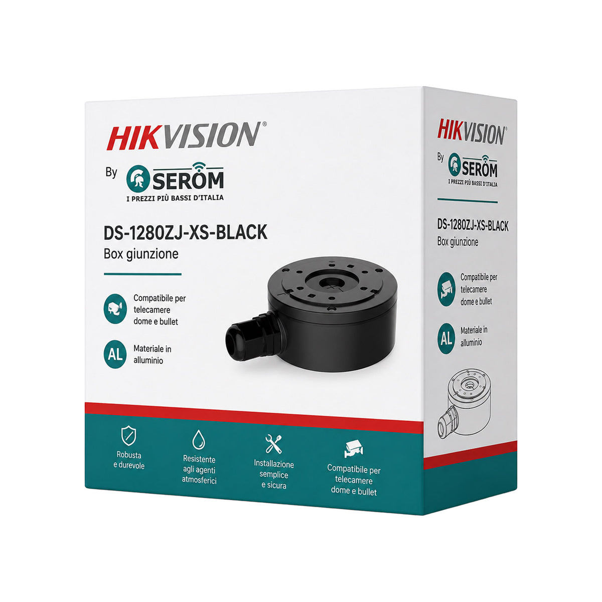 DS-1280ZJ-XS-BLACK Junction Box for Dome and Bullet Cameras Black Professional - Hikvision