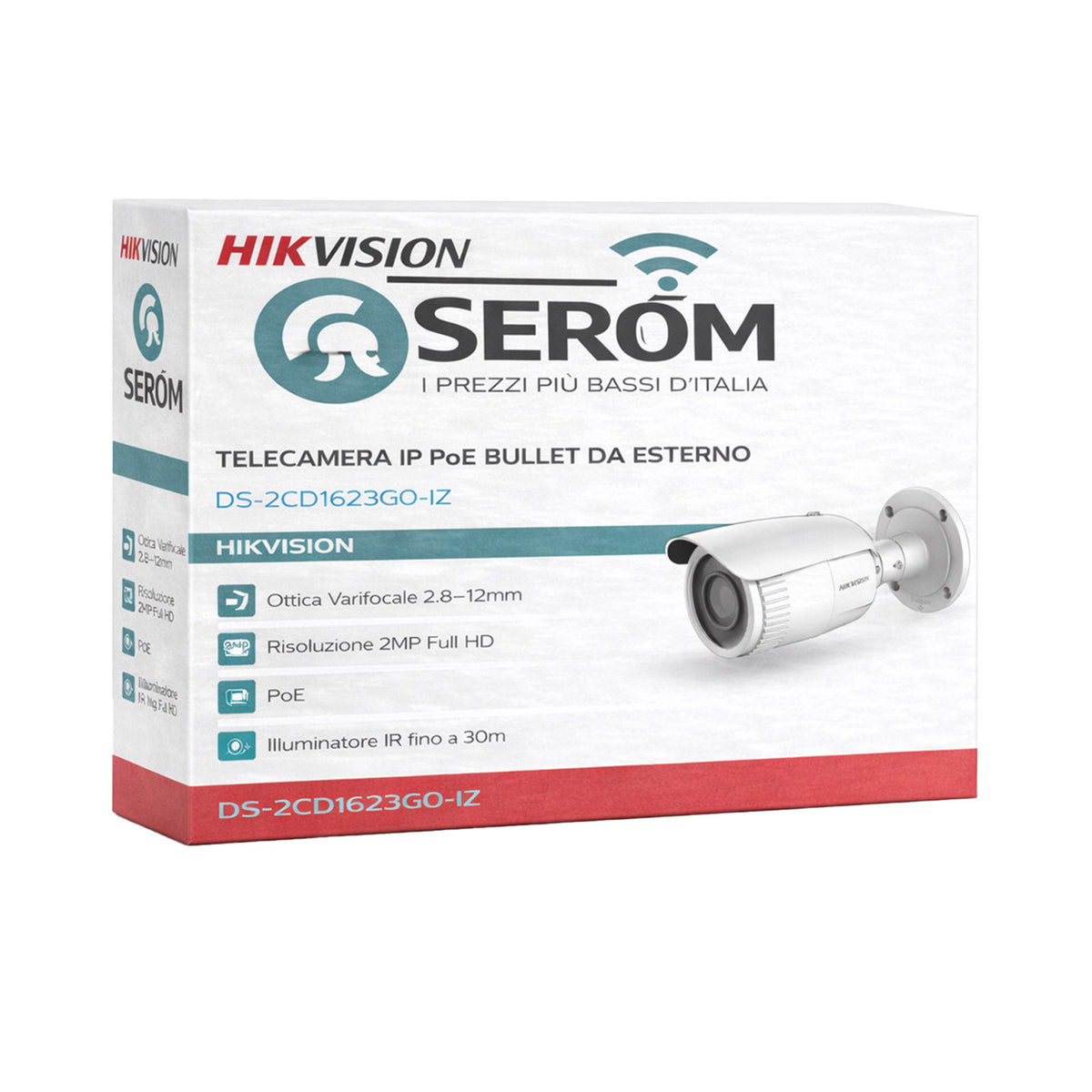 DS-2CD1623G0-IZ - Telecamera IP Bullet 2MP Full HD PoE Varifocale 2.8–12mm IP67 - Hikvision