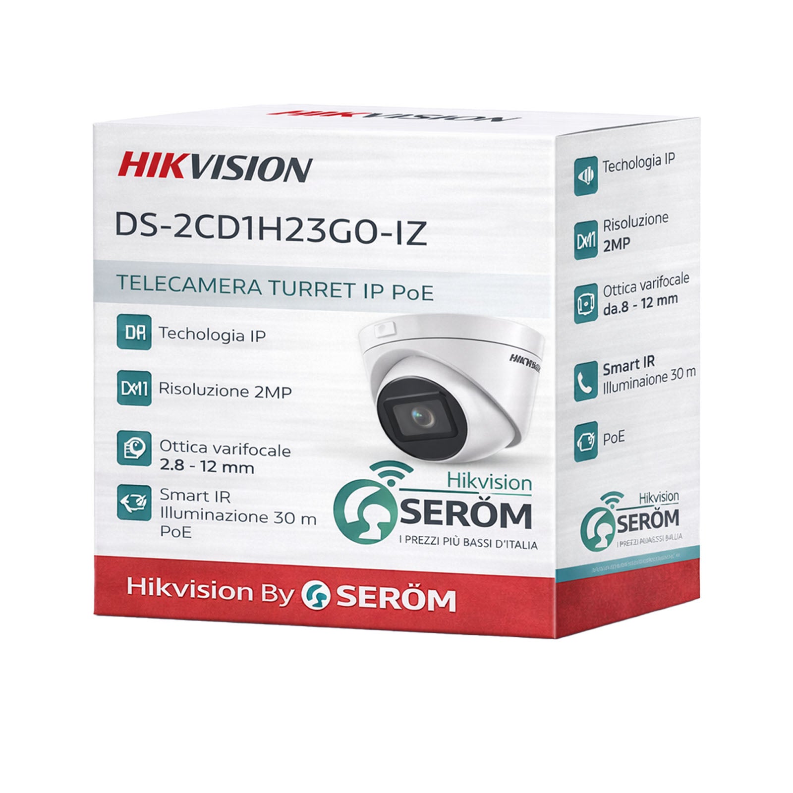 DS-2CD1H23G0-IZ 2MP Full HD IP PoE Turret Varifocale Motorizzata 2.8-12mm IR 30m ONVIF IP67 H.265+ - Hikvision