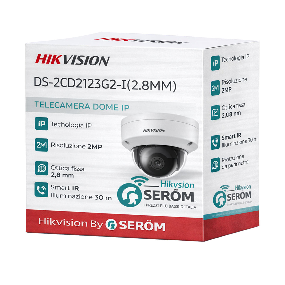 DS-2CD2123G2-I 2MP Full HD IP PoE Dome 2.8mm Smart IR 30m Face Detection WDR 120dB IP67 IK10 H.265+ - Hikvision
