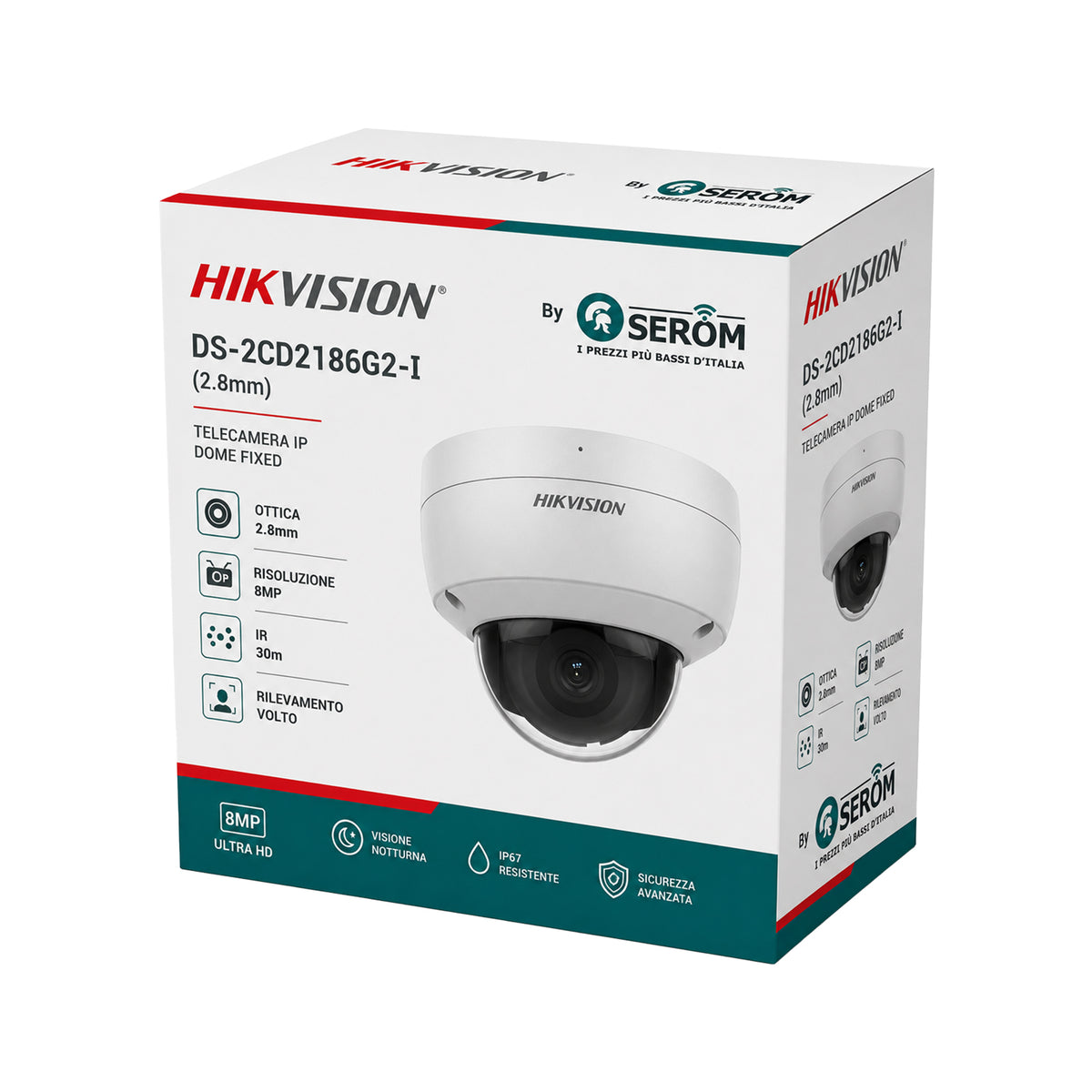 DS-2CD2186G2-I (2,8 mm) AcuSense IP-Dome-Kamera 8 MP PoE IR H.265+ IP67 IK10 mit Hik-Connect - Hikvision
