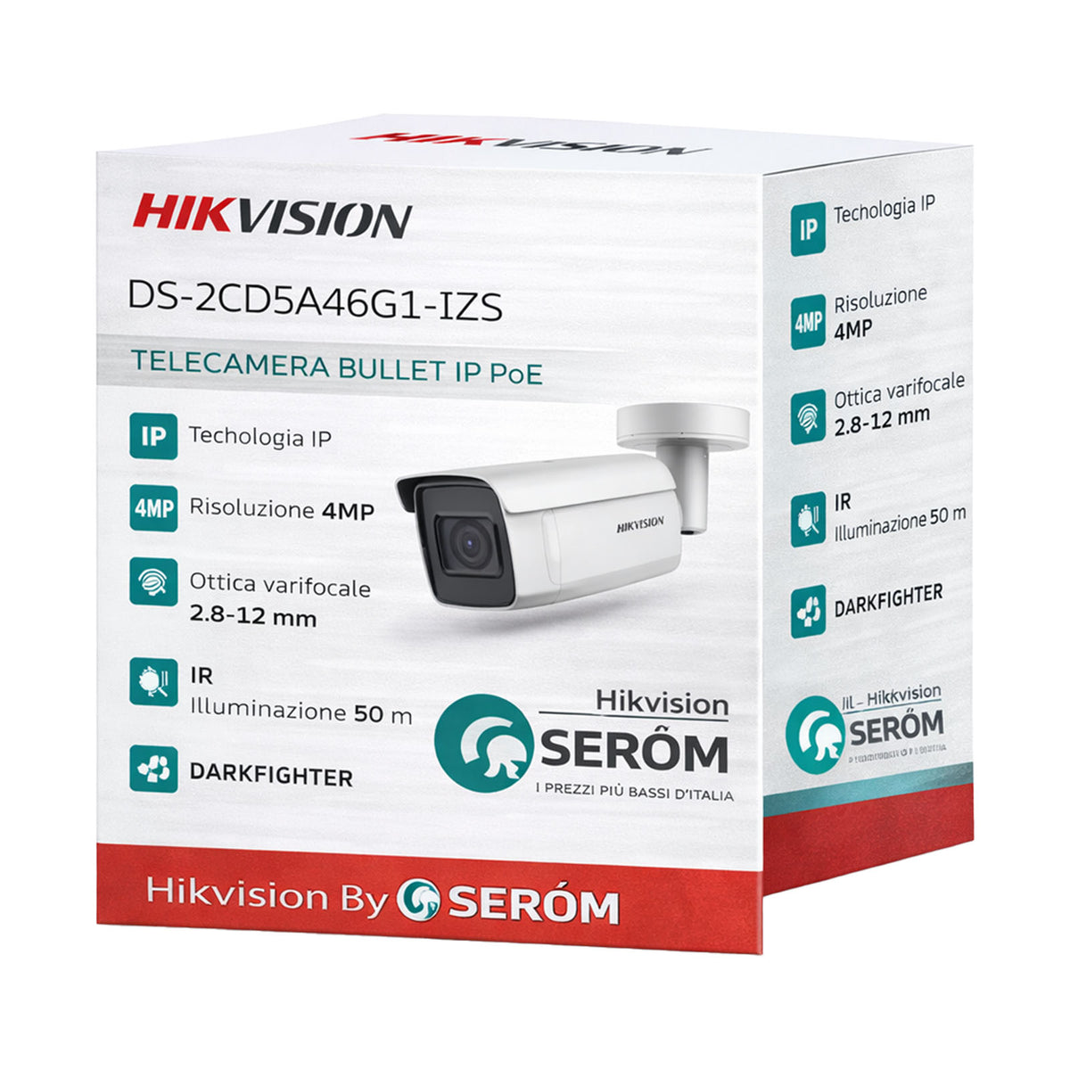 DS-2CD5A46G1-IZS 4MP IP PoE 2.8-12mm DarkFighter Color Night WDR 140dB IR 50m IP67 IK10 H.265+ - Hikvision