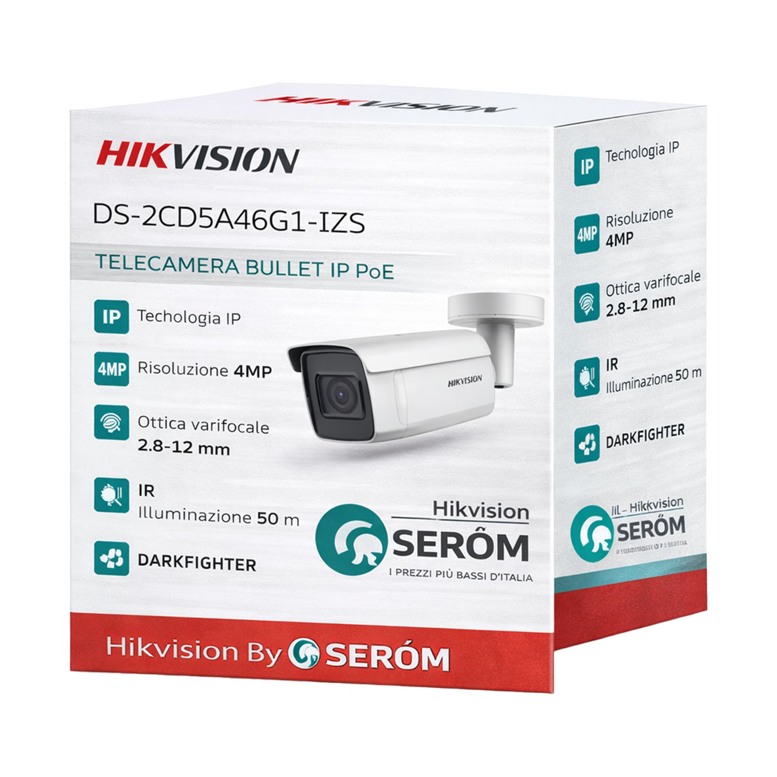 DS-2CD5A46G1-IZS 4MP IP PoE 2.8-12mm DarkFighter Color Night WDR 140dB IR 50m IP67 IK10 H.265+ - Hikvision