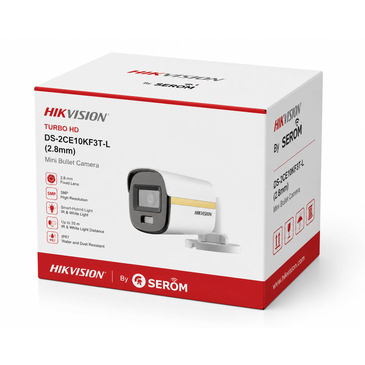 DS-2CE10KF3T-L (2,8 mm) – ColorVu 3K 2,8 mm Smart Hybrid Light Bullet-Kamera mit WDR, 130 dB, IP67, 24/7-Farbsicht – Hikvision