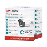 DS-2CE16D3T-IT3F 2MP Turbo HD TVI 4in1 6mm EXIR 50m PoC WDR 120dB IP67 Bullet Esterno - Hikvision