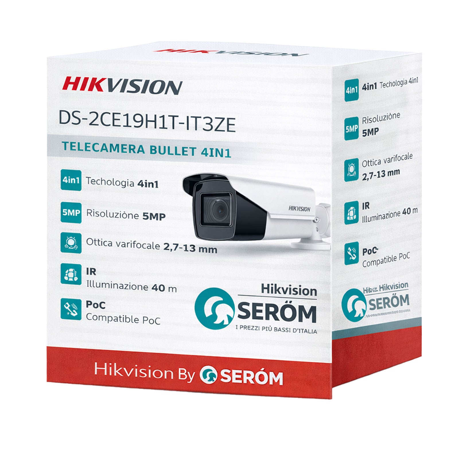DS-2CE19H1T-IT3ZE 5MP Outdoor Bullet Camera with Varifocal Lens and 40m Smart IR IP67 - Hikvision