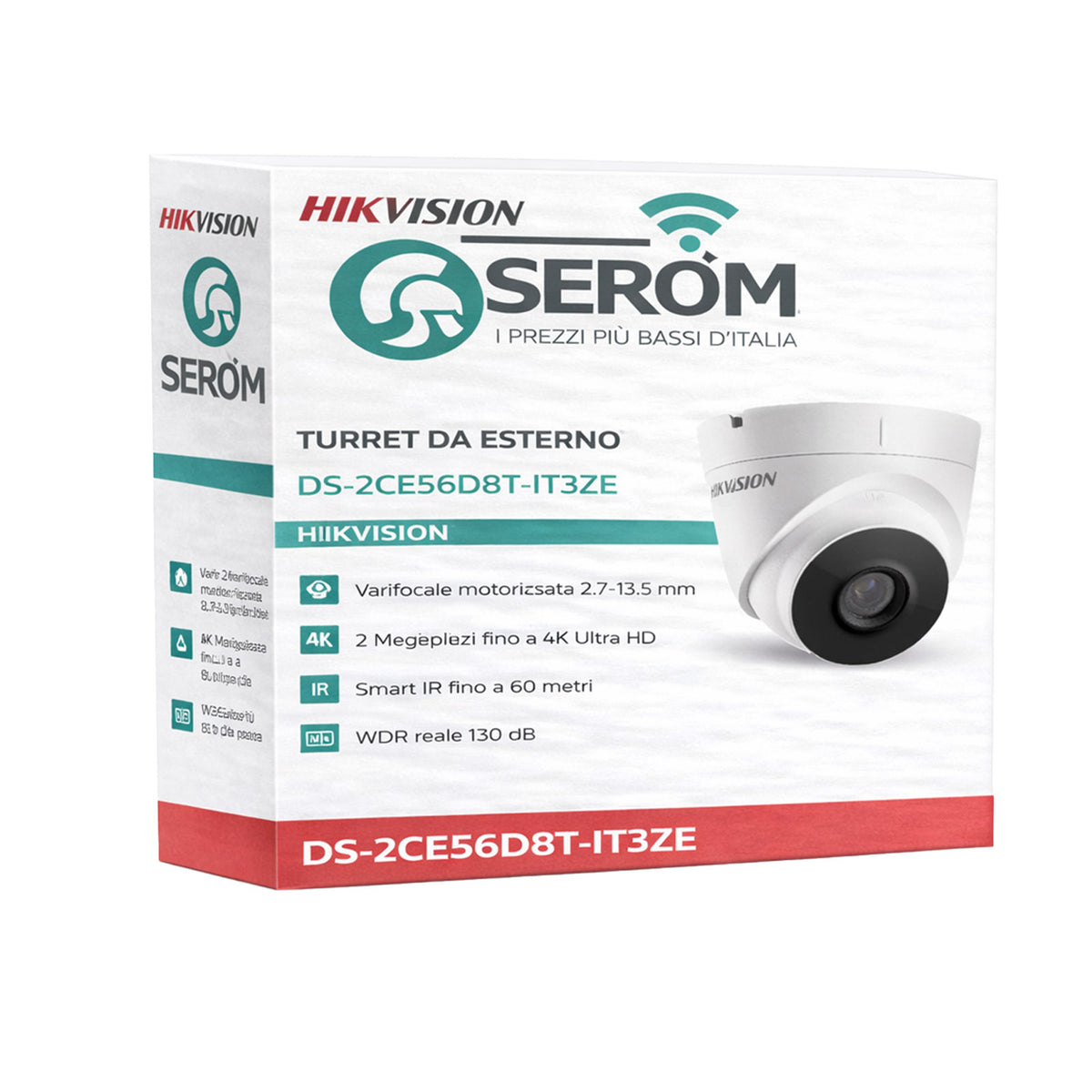 Telecamera DS-2CE56D8T-IT3ZE 2MP Turret da Esterno con Ottica Varifocale, Smart IR 60m, PoC e IP67 - Hikvision
