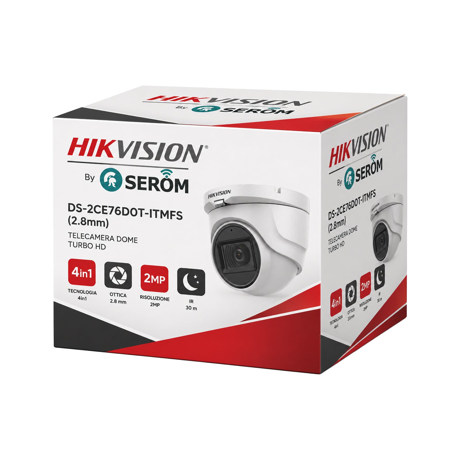 DS-2CE76D0T-ITMFS Telecamera Turret 2MP 4in1 2.8mm, EXIR 30m, WDR 120dB, Smart IR, IP67 - Hikvision