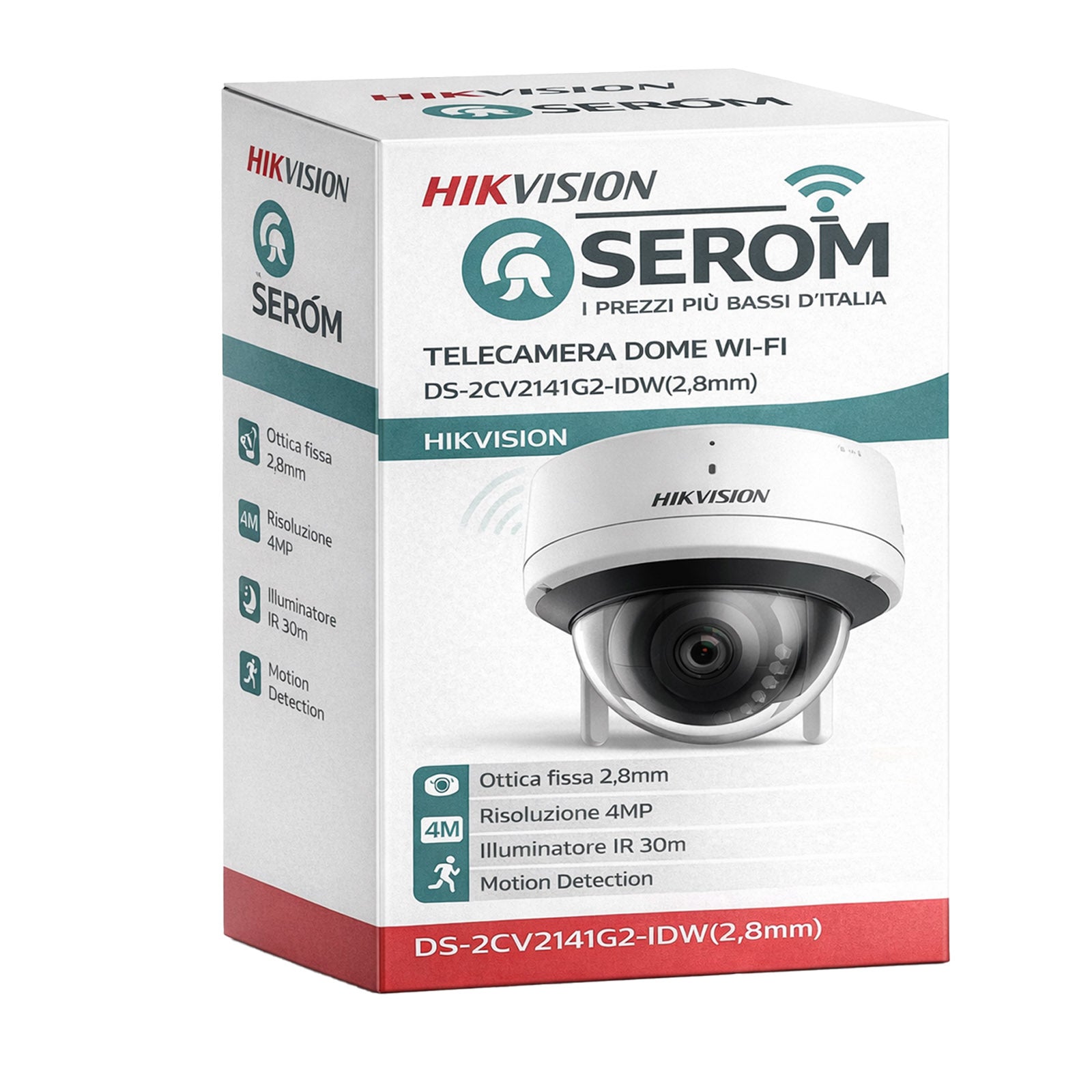 DS-2CV2141G2-IDW(2.8mm) - 4MP Outdoor Wi-Fi Dome IP Camera with 30m IR, Microphone, H.265+, and Hik-Connect - Hikvision