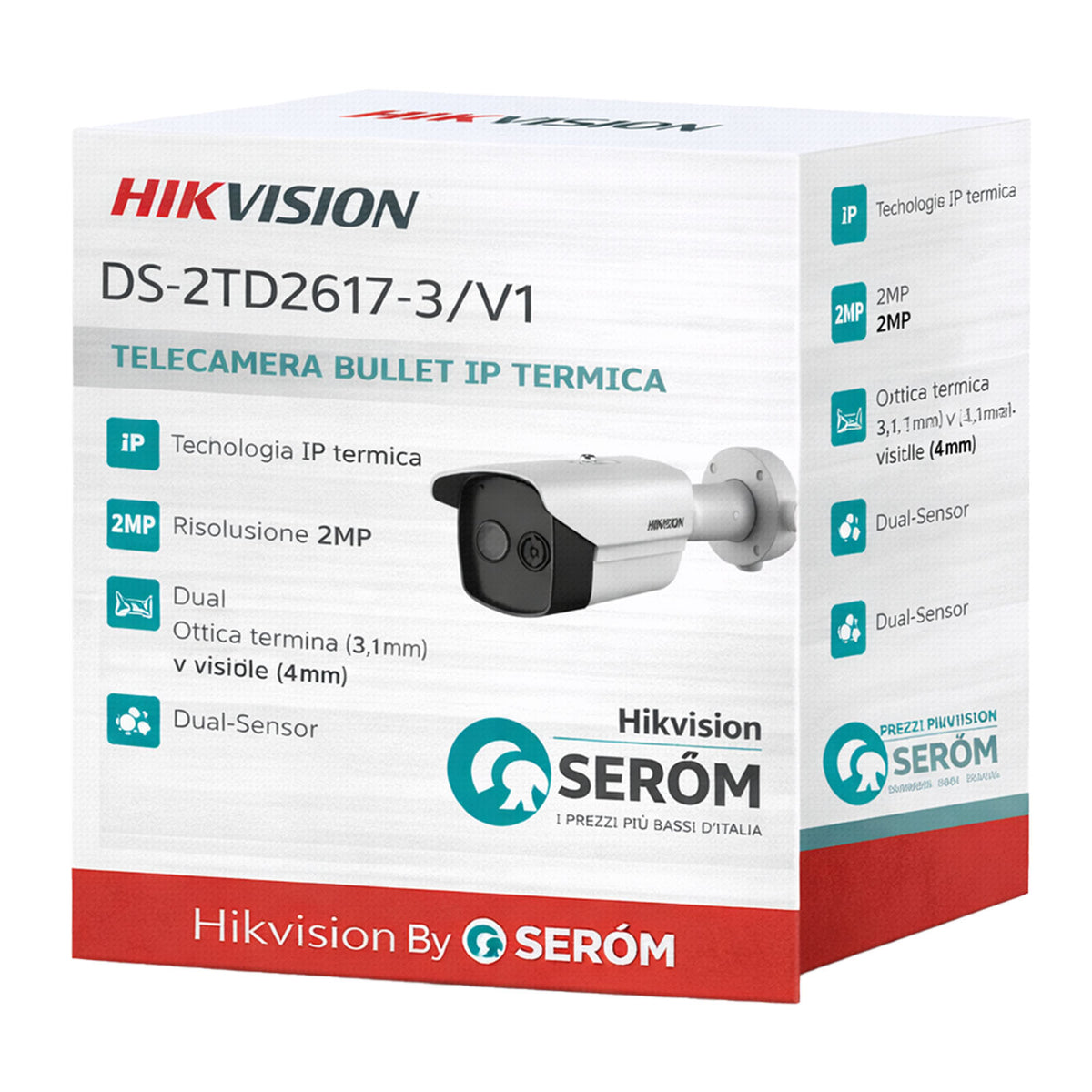 DS-2TD2617-3/V1 Termica IP PoE Bullet Bi-Spectrum NETD<40mK 2MP Allarme Incendio IP66 DeepinView - Hikvision