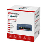 DS-3E0105P-E/M Switch PoE 5 Porte 4 PoE Fast Ethernet IEEE 802.3af/at Fanless in Metallo per Videosorveglianza - Hikvision