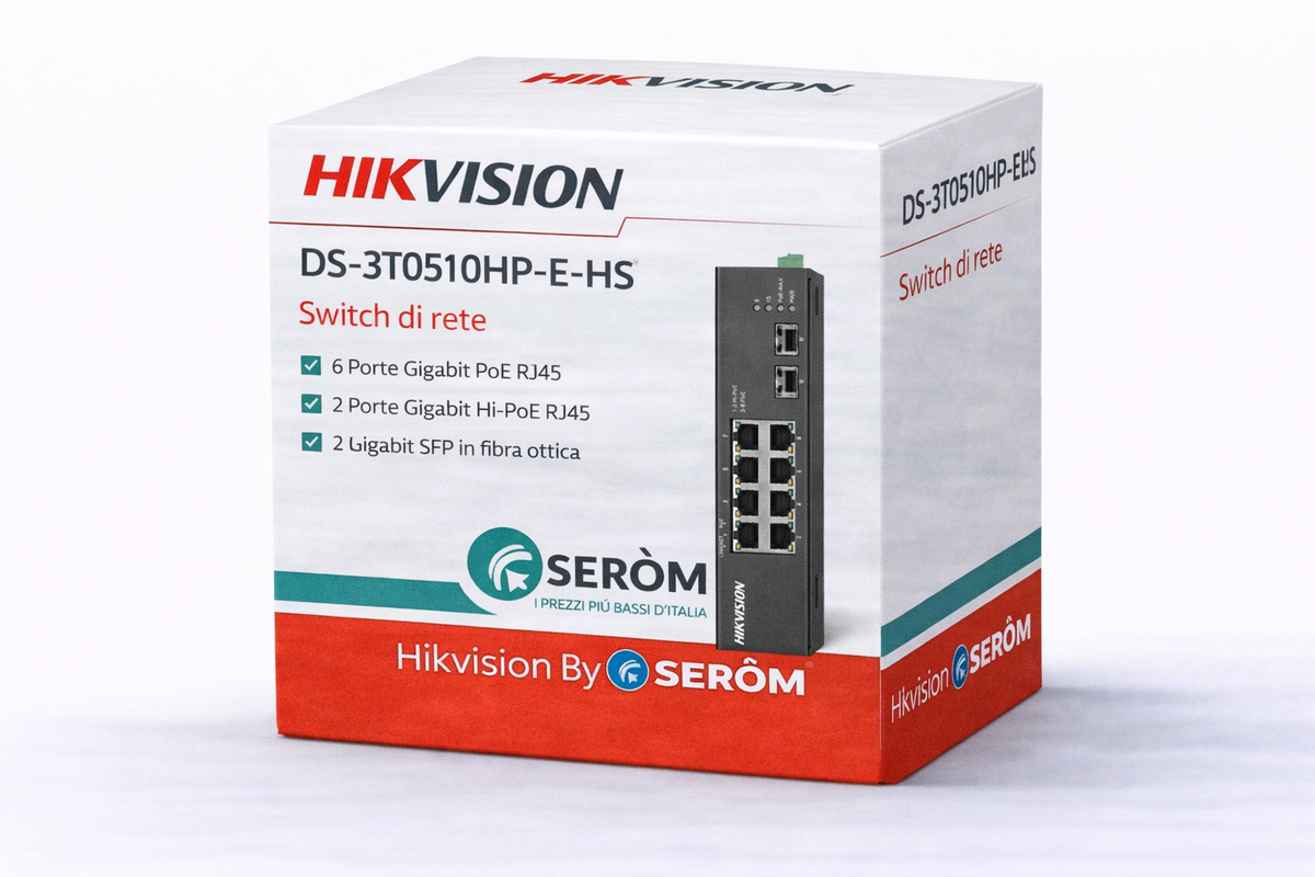 Hikvision Digital Technology DS-3T0510HP-E-HS switch di rete Non gestito Gigabit Ethernet (10-100-1000) Supporto Power over Ethernet (PoE) Nero