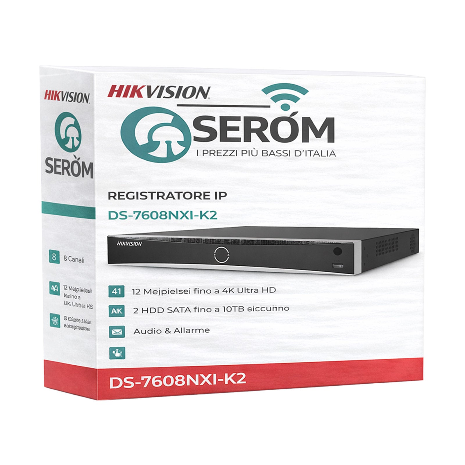 Hikvision DS-7608NXI-K2 8 Channel 12MP 4K Ultra HD AI NVR with H.265+, ONVIF