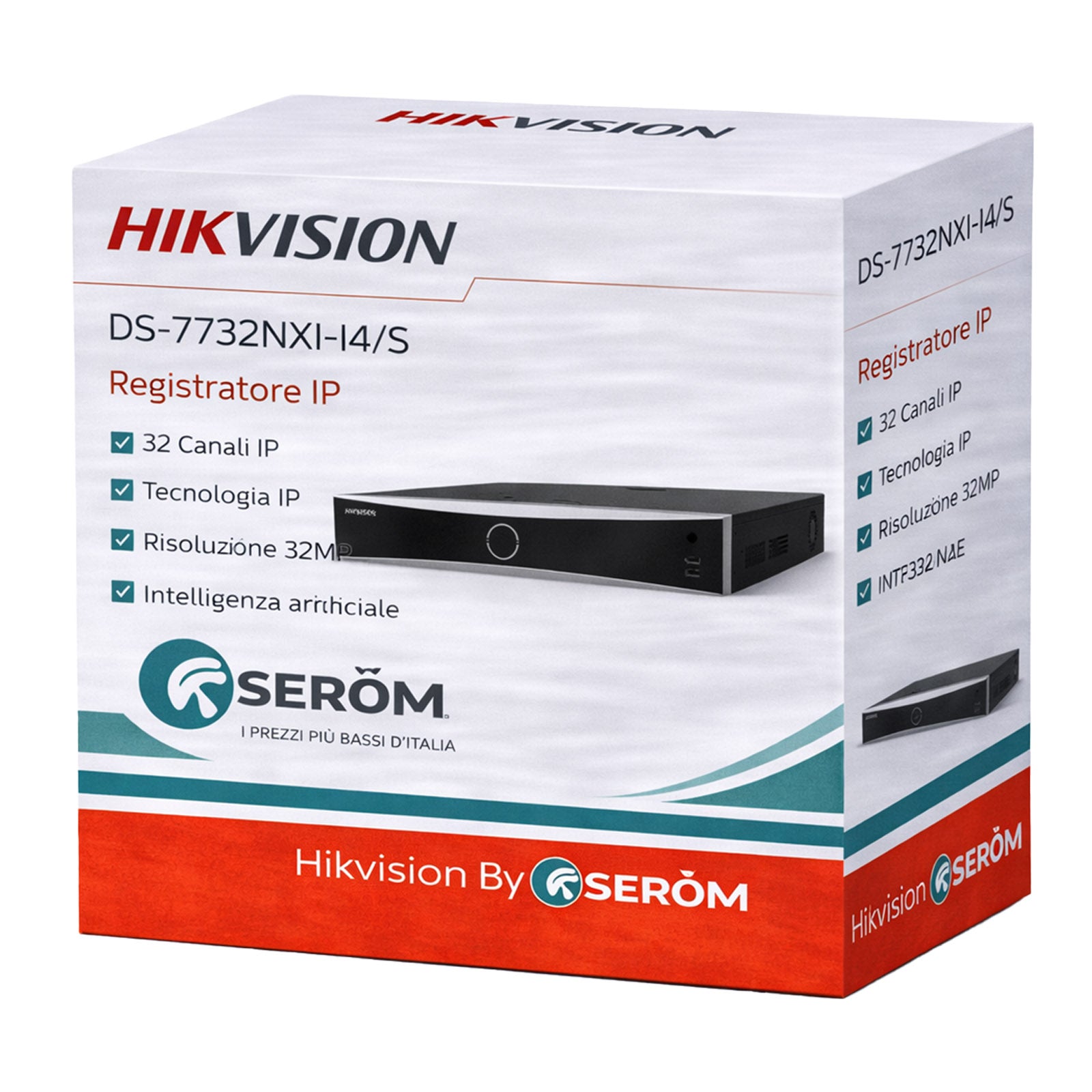 DS-7732NXI-I4/S NVR IP 32 Canali 32MP con AI Riconoscimento Volto Motion Detection 2.0 H.265+ 4 HDD SATA - Hikvision