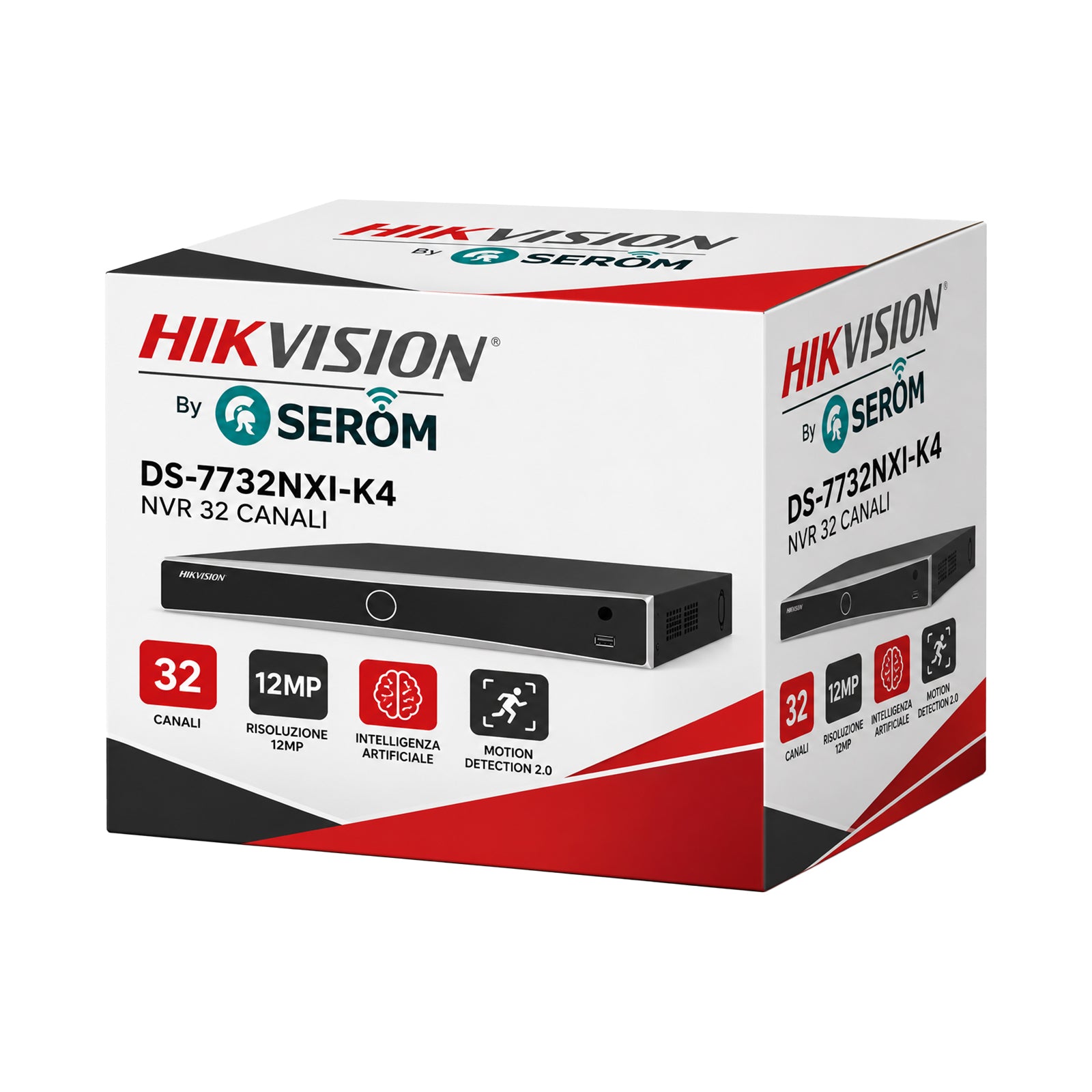 DS-7732NXI-K4 NVR 4K AcuSense 32 Canali, 12MP, AI Persone e Veicoli, H.265+, 4 SATA, Hik-Connect - Hikvision