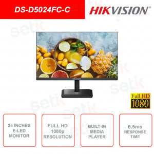 Hikvision Digital Technology DS-D5024FC-C Monitor PC 60,5 cm (23.8") 1920 x 1080 Pixel Full HD LED Nero