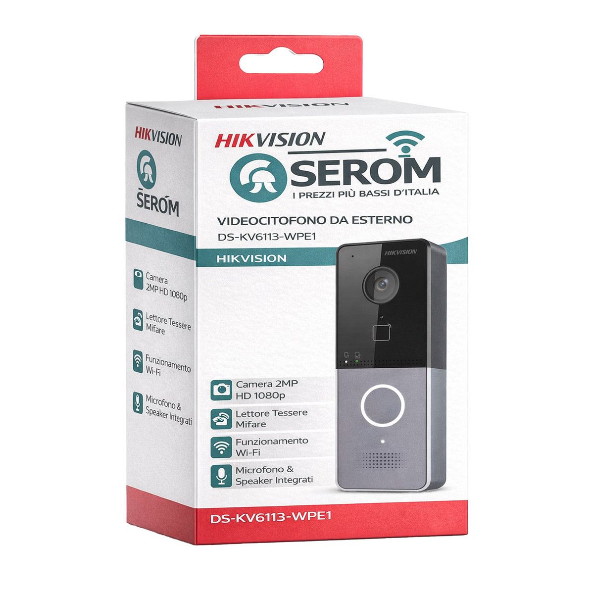 DS-KV6113-WPE1 Videocitofono IP Wi-Fi da Esterno con Camera 2MP, RFID Mifare e WDR - Hikvision