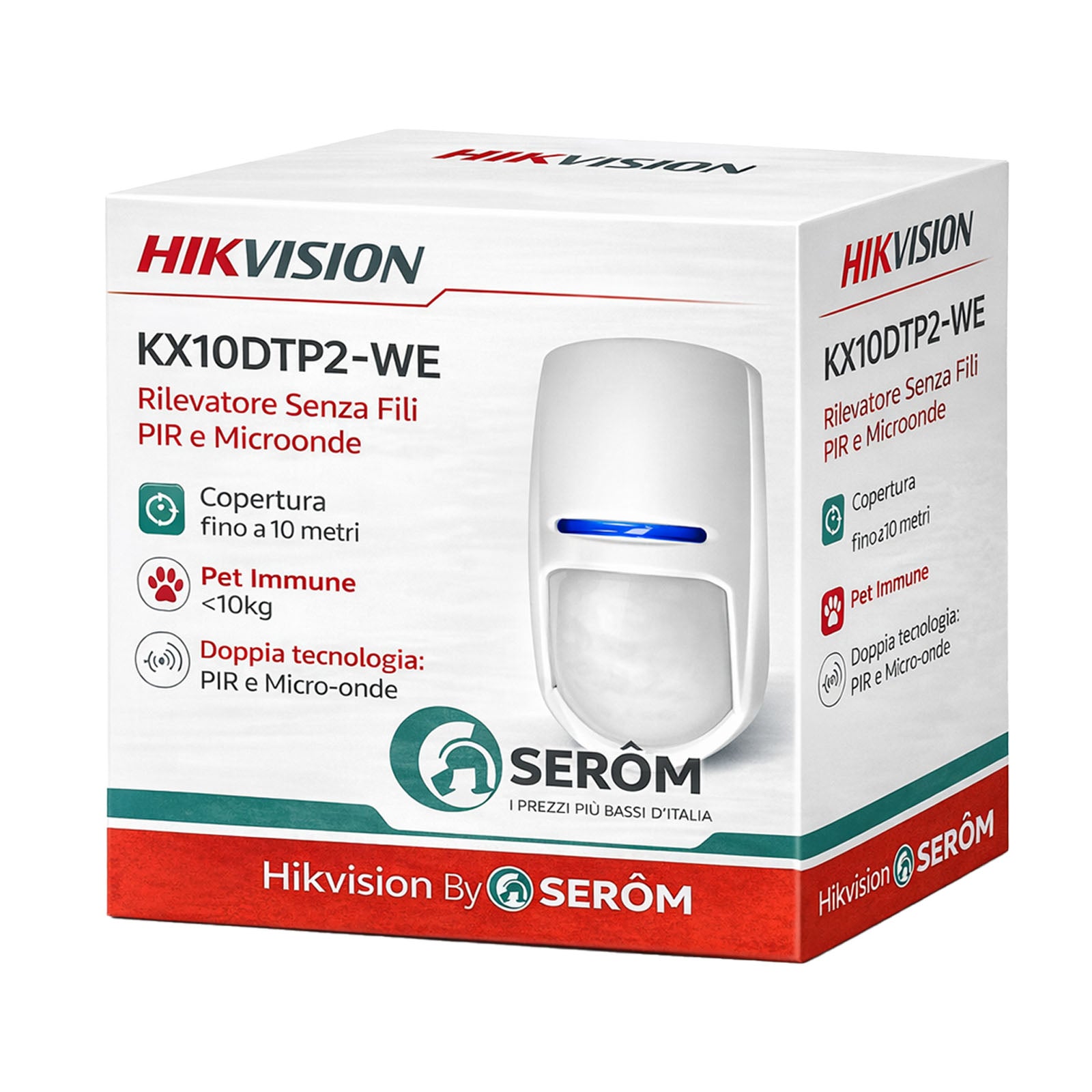 DS-PD2-D10P-W PIR+MW Wireless 10m Pet Immune 25Kg Rilevatore Allarme Interno Doppia Tecnologia - Hikvision