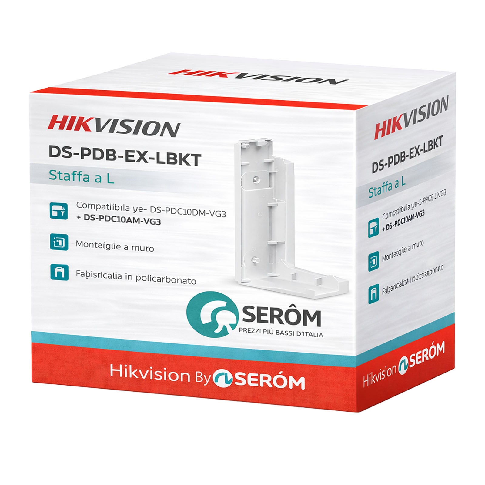 DS-PDB-EX-LBKT - Staffa a L - Per rilevatori DS-PDC10DM-VG3 e DS-PDC10AM-VG3 - In policarbonato - Hikvision