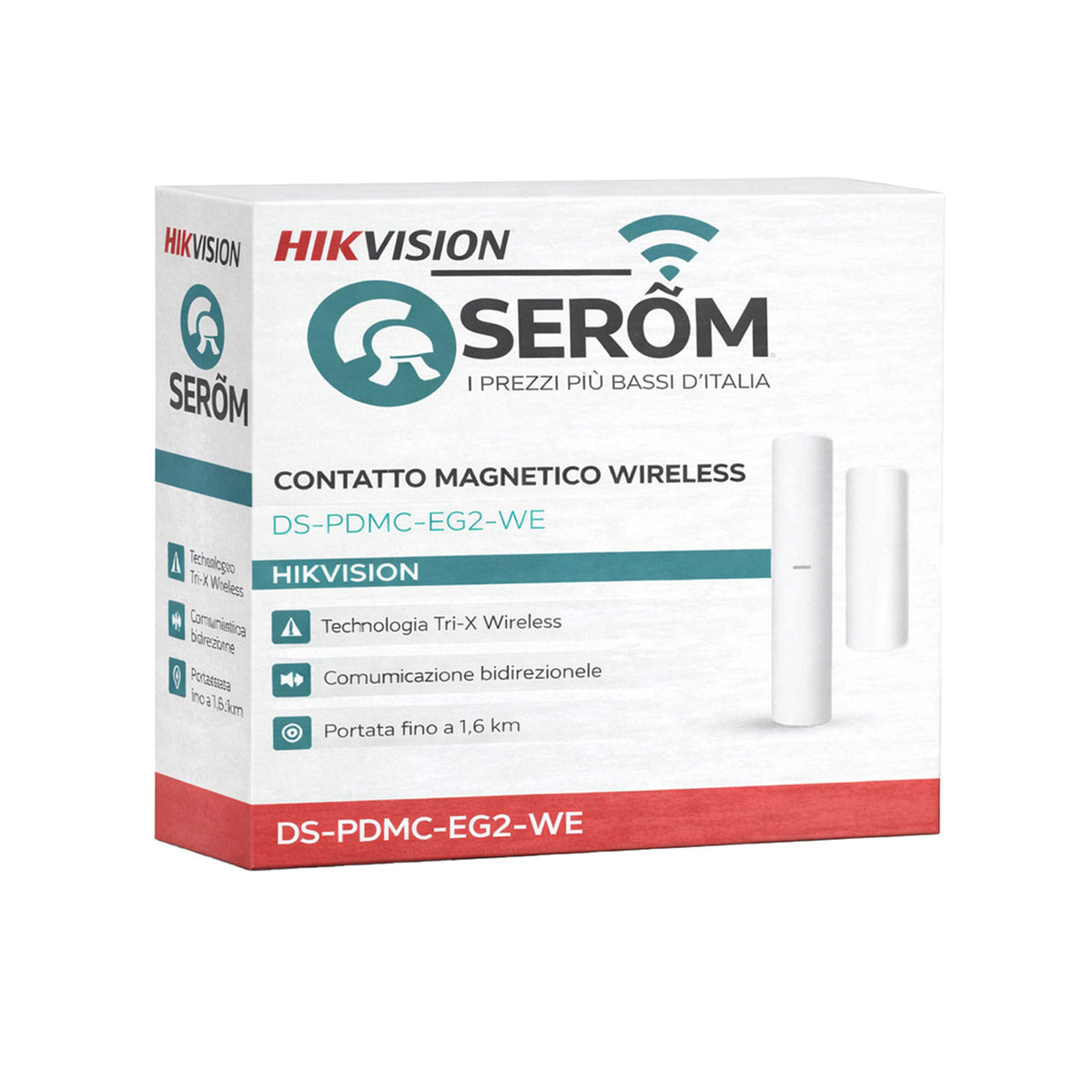 DS-PDMC-EG2-WE - Contatto Magnetico Wireless 868MHz Tri-X per Porte e Finestre - Hikvision