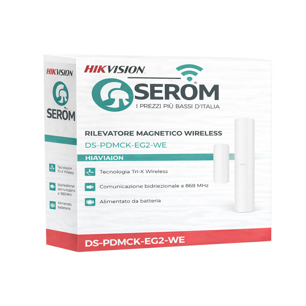 DS-PDMCK-EG2-WE Contatto Magnetico Wireless con Shock e Inclinazione 868 MHz Tri-X - Hikvision
