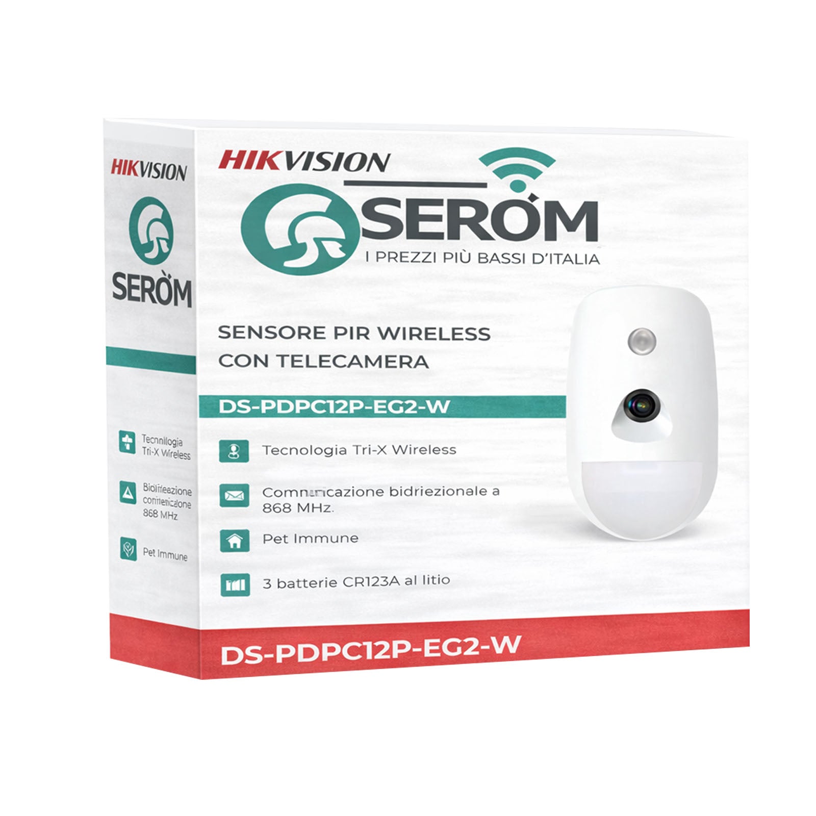 DS-PDPC12P-EG2-WE Wireless PIR Camera Detector 868 MHz Pet Immunity 30 kg - Hikvision