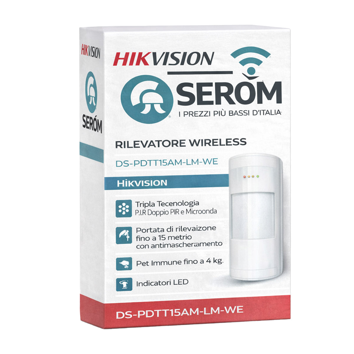 DS-PDTT15AM-LM-WE - Rilevatore Wireless Tripla Tecnologia 2PIR+MW 15m IP65 Antimascheramento - Hikvision