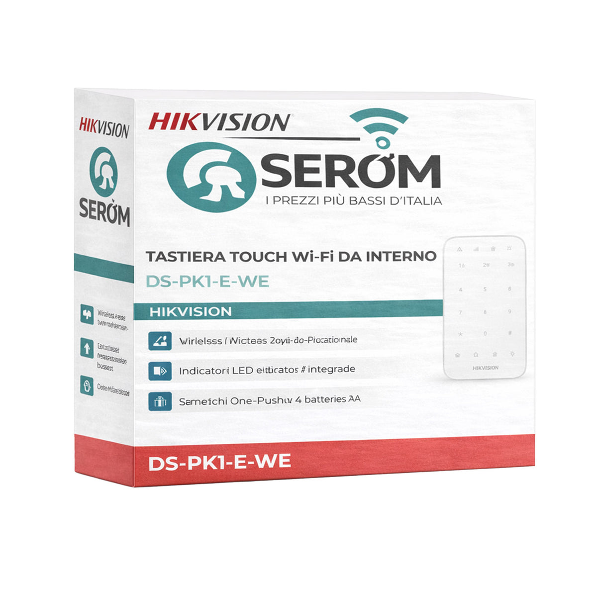 DS-PK1-E-WE - Tastiera Touch WiFi Wireless 868MHz per Allarme con Funzioni One-Push - Hikvision