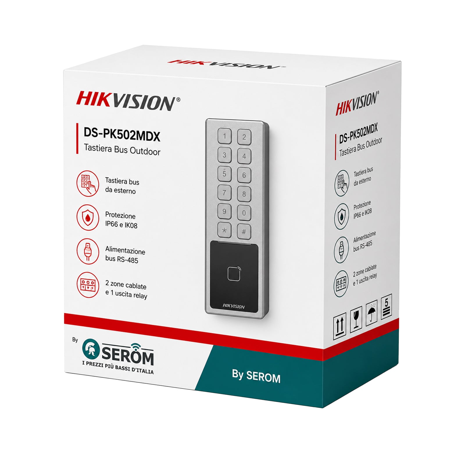 DS-PK502MDX - Tastiera Bus da Esterno IP66 IK08 con RFID, PIN e RS-485 per Antifurto - Hikvision