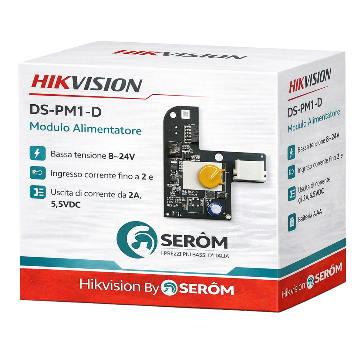 DS-PM1-D AXPro Modulo Alimentatore 8-24V DC 2A Uscita 5.5V 2A per Sistemi Allarme - Hikvision