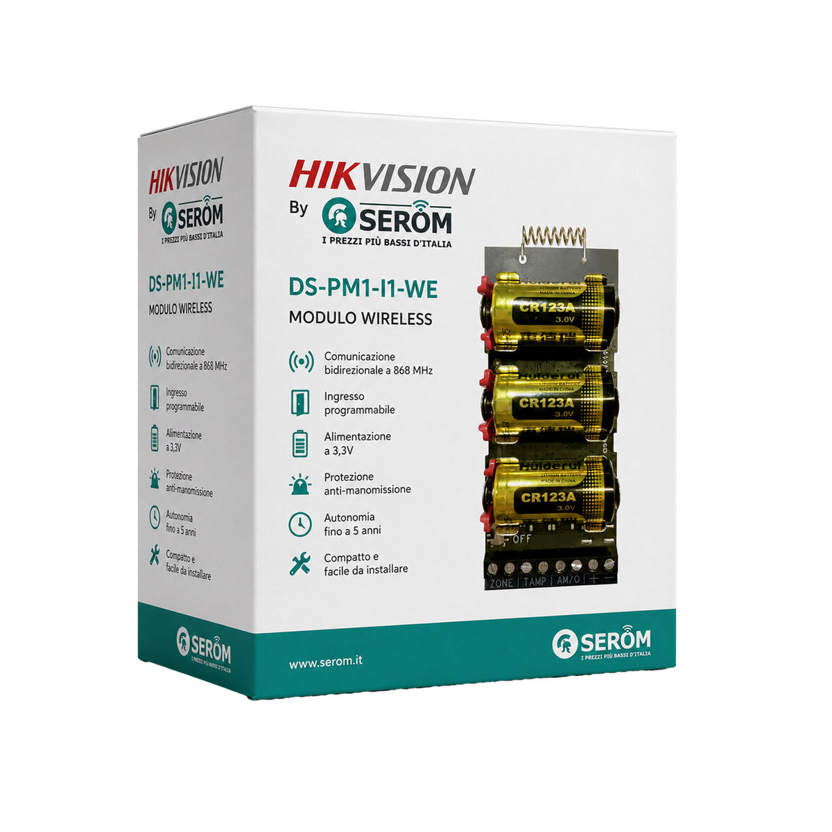 DS-PM1-I1-WE 868-MHz-Funkmodul für kabelgebundene Geräte mit programmierbarem Eingang und Sabotagekontakt – Hikvision