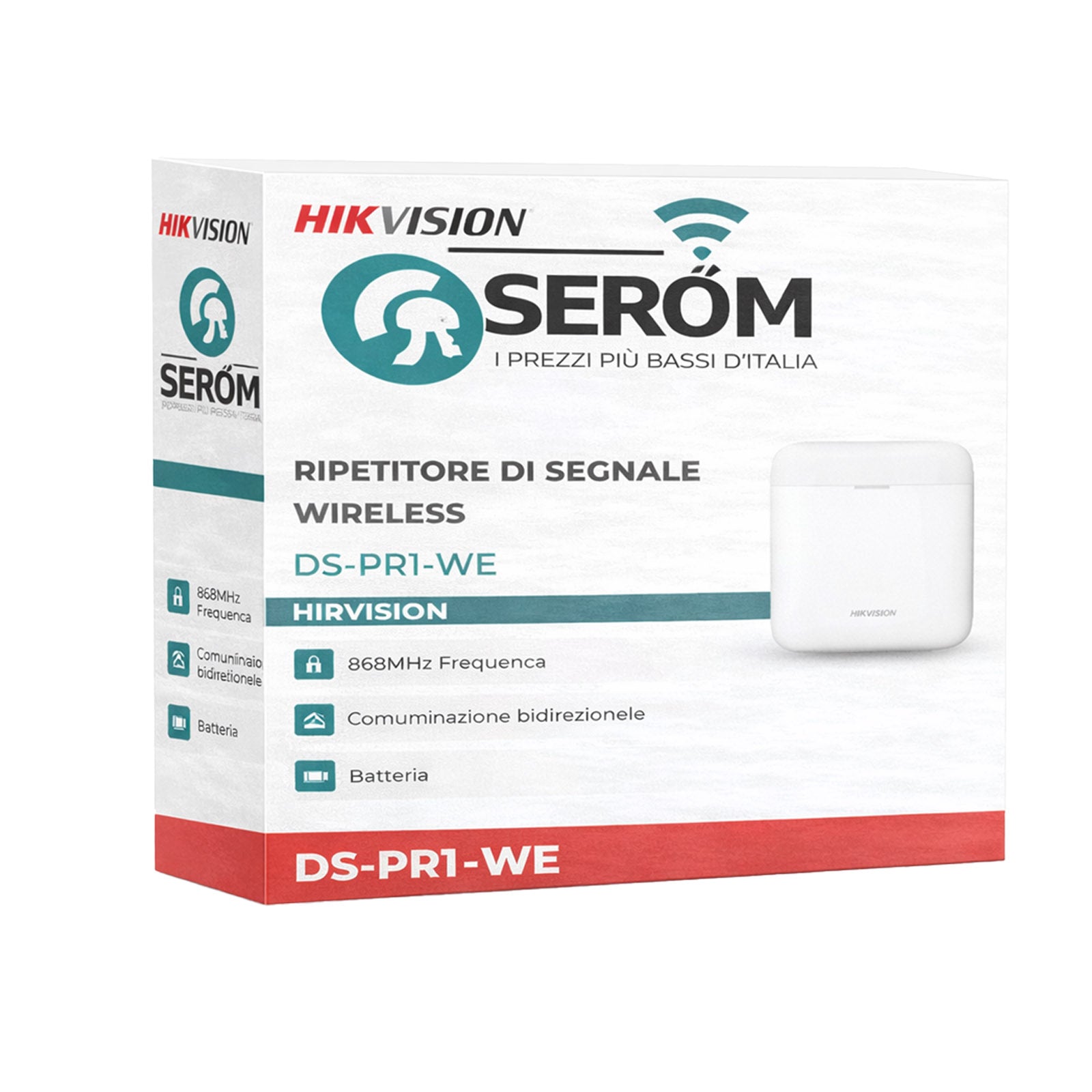 DS-PR1-WE - Ripetitore Segnale Wireless 868MHz per Allarme AXPro con Comunicazione Bidirezionale - Hikvision