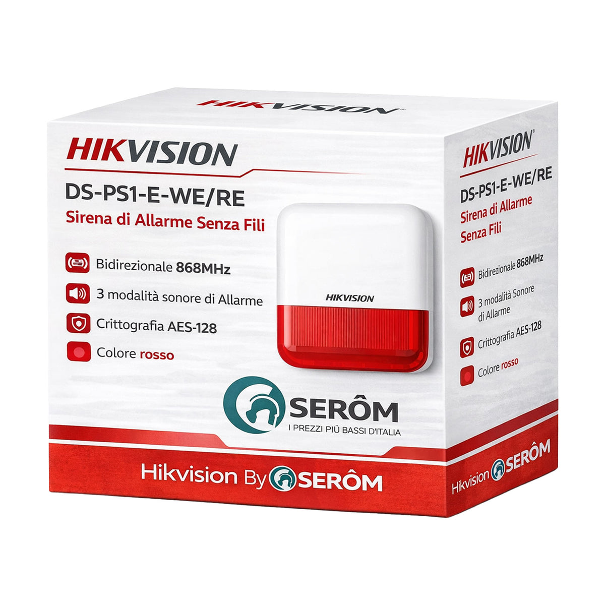 DS-PS1-E-WE/RE AXPro Sirena Wireless 868MHz IP65 AES-128 LED rosso Antimanomissione - Hikvision