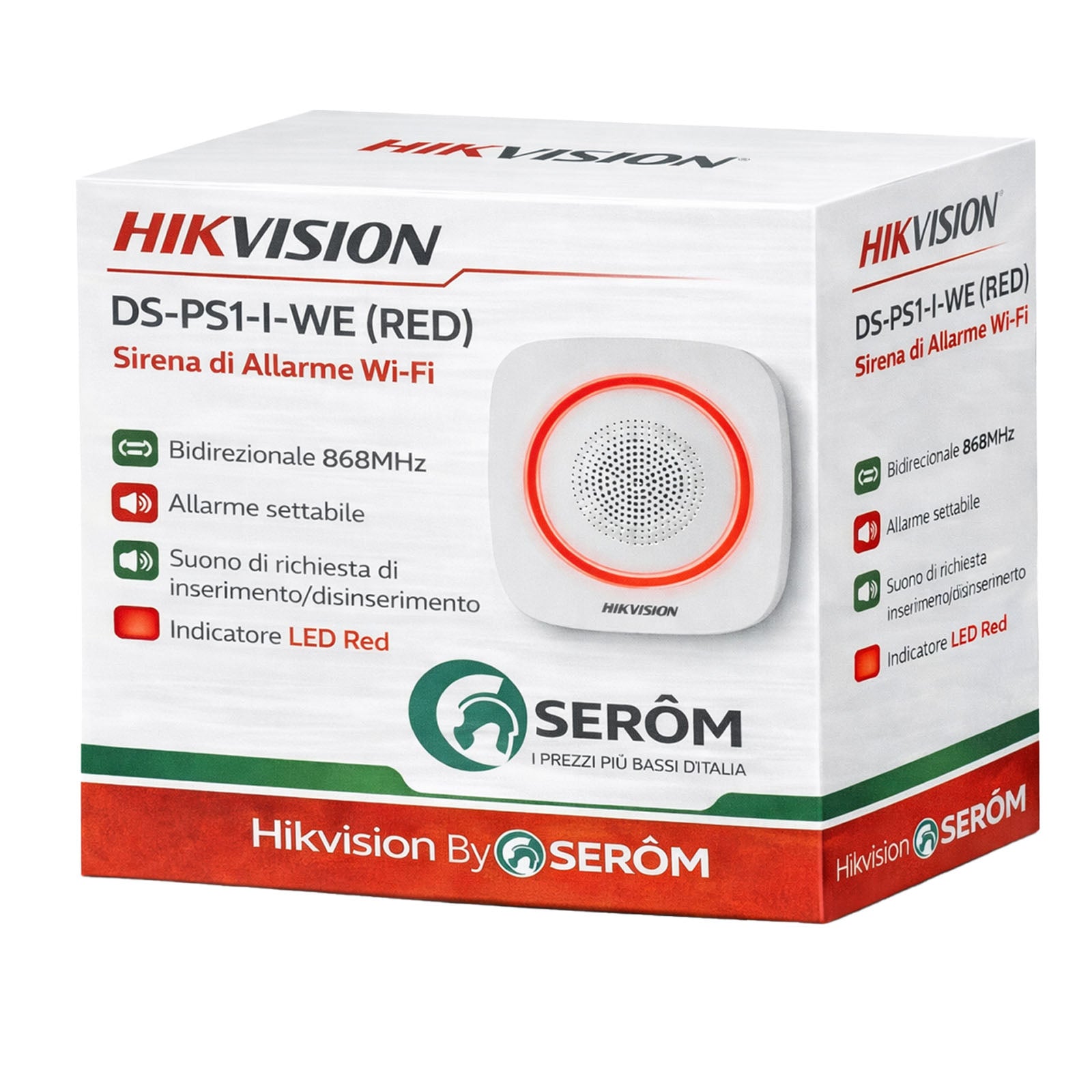Hikvision Axiom Pro - Sirena Allarme WiFi 868 MHz-Led Rosso