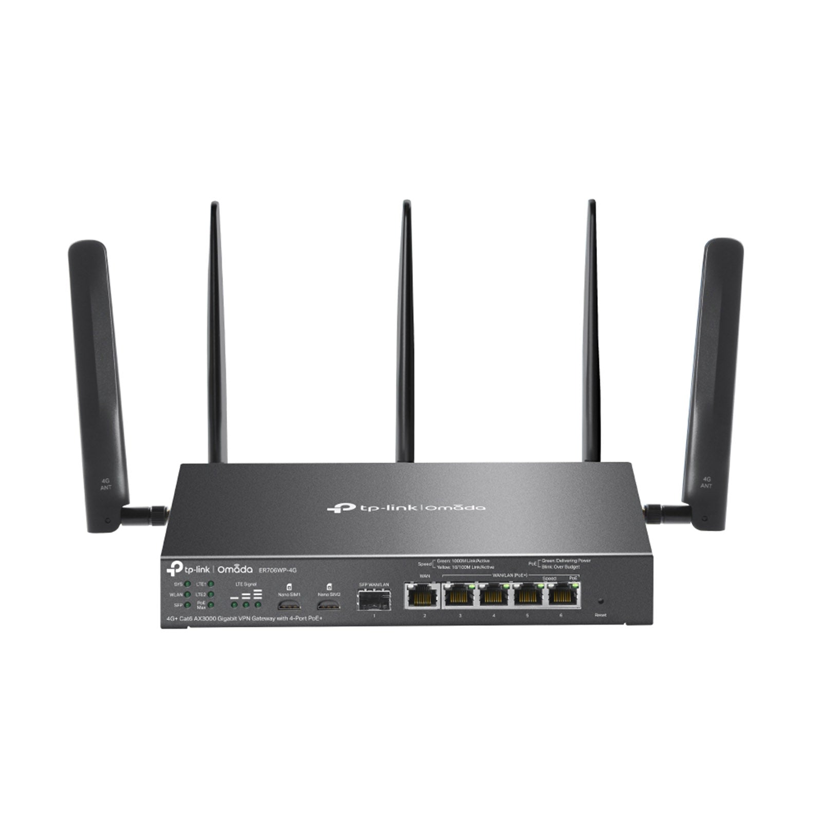 ER706WP-4G - Gateway VPN 4G+ Cat6 con WiFi 6 AX3000, Porte PoE+ e Gestione Omada SDN per Reti Aziendali - Omada