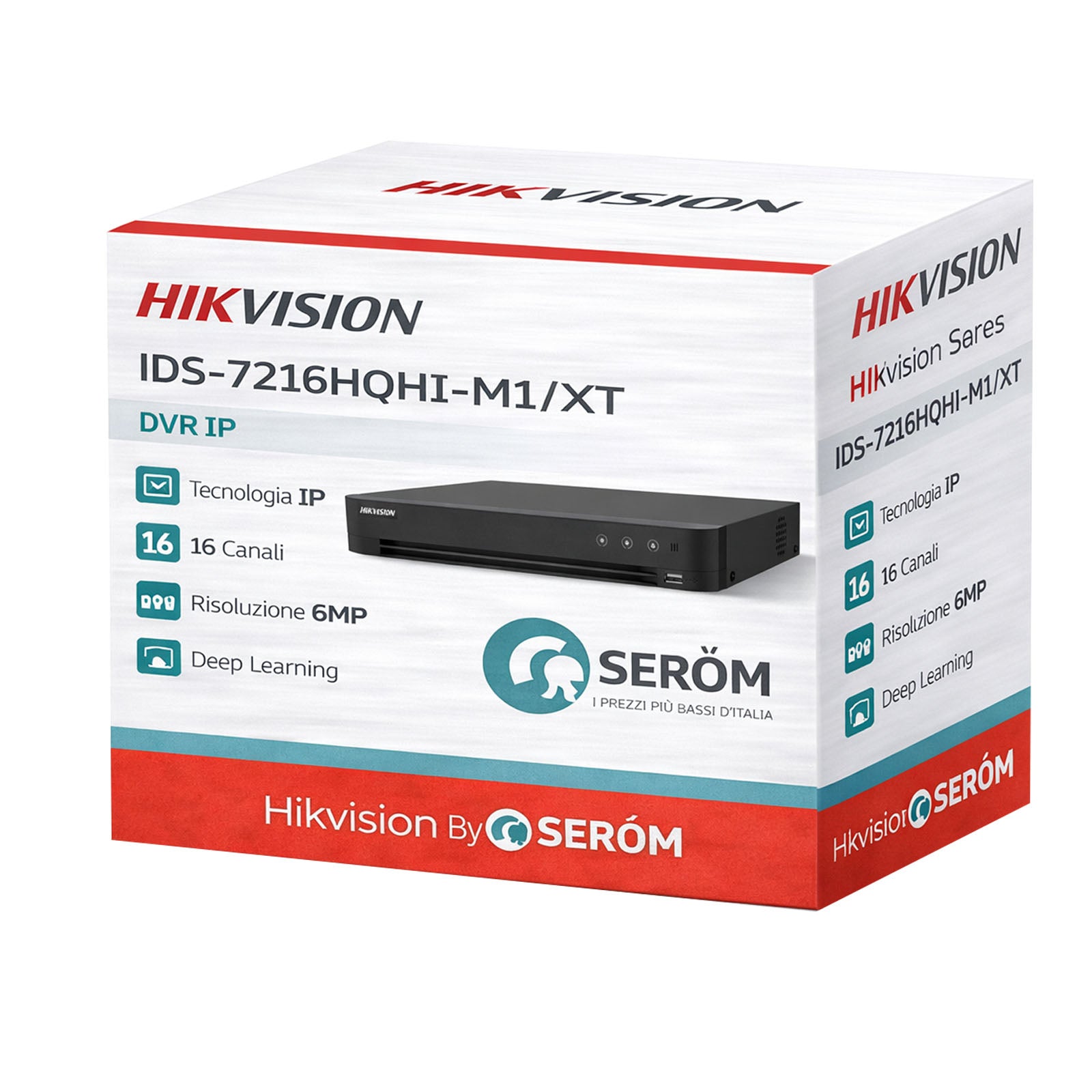 IDS-7216HQHI-M1/XT - DVR AcuSense 16 Canali + 24 IP fino a 6MP con Deep Learning, Riconoscimento Facciale e H.265 Pro+