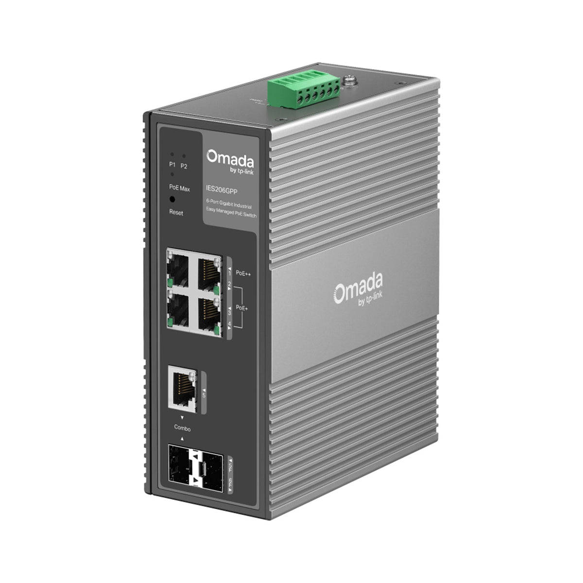IES206GPP - Switch Industriale Gigabit 6 Porte PoE++ IP40 Gestione Cloud SDN per Reti Professionali - Omada