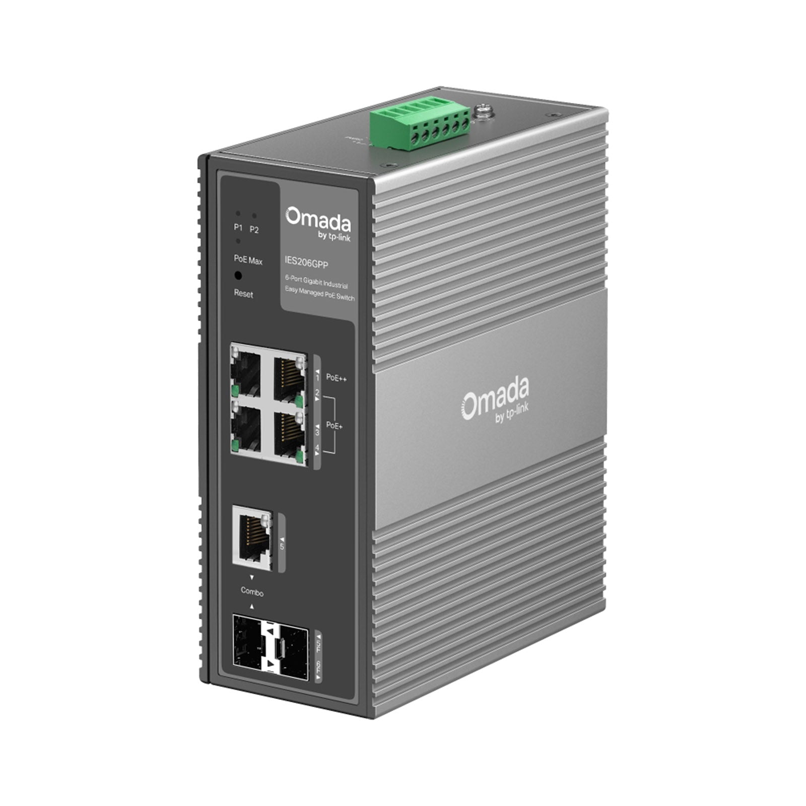 IES206GPP - Switch Industriale Gigabit 6 Porte PoE++ IP40 Gestione Cloud SDN per Reti Professionali - Omada