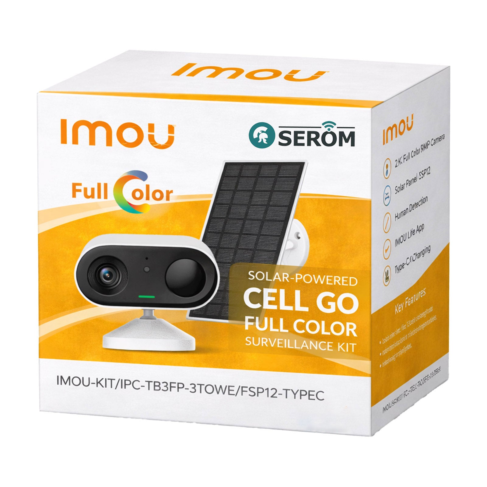 IPC-TB3FP-3T0WE/ FSP12 - TYPE C - Kit  Cell Go 2K - 1x telecamera Wi-Fi 2.8mm 3MP a batteria 1x Pannello Solare -Imou