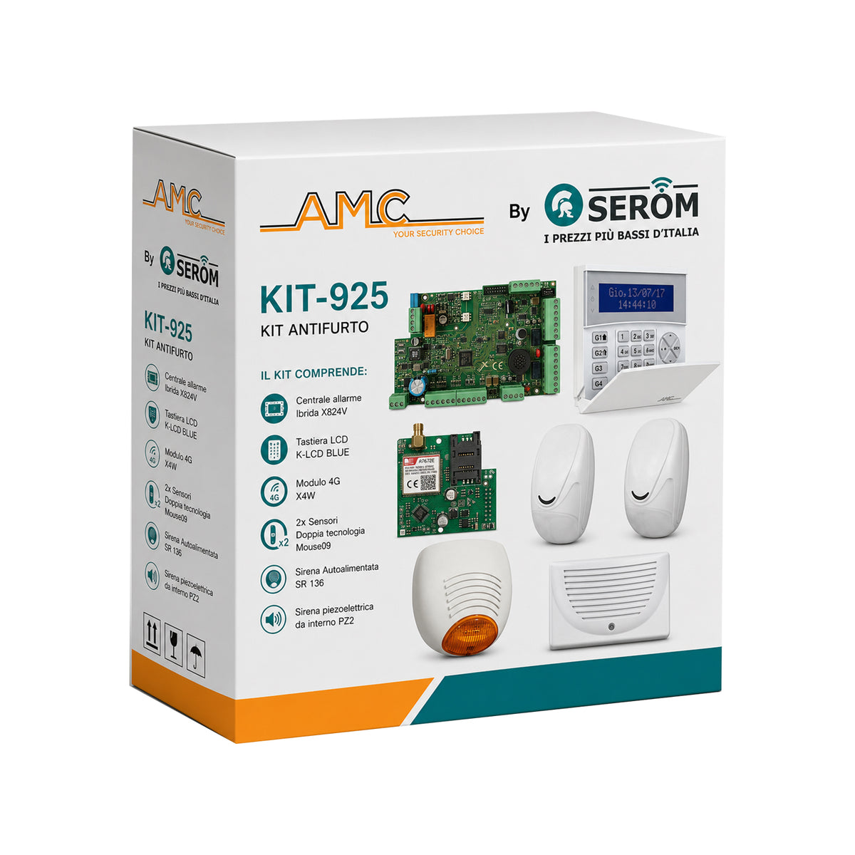 KIT-925 – Hybrid-Zentrale mit 8/24 verdrahteten Zonen. Einbruchmeldeanlage – 64 Funkgeräte – AMC