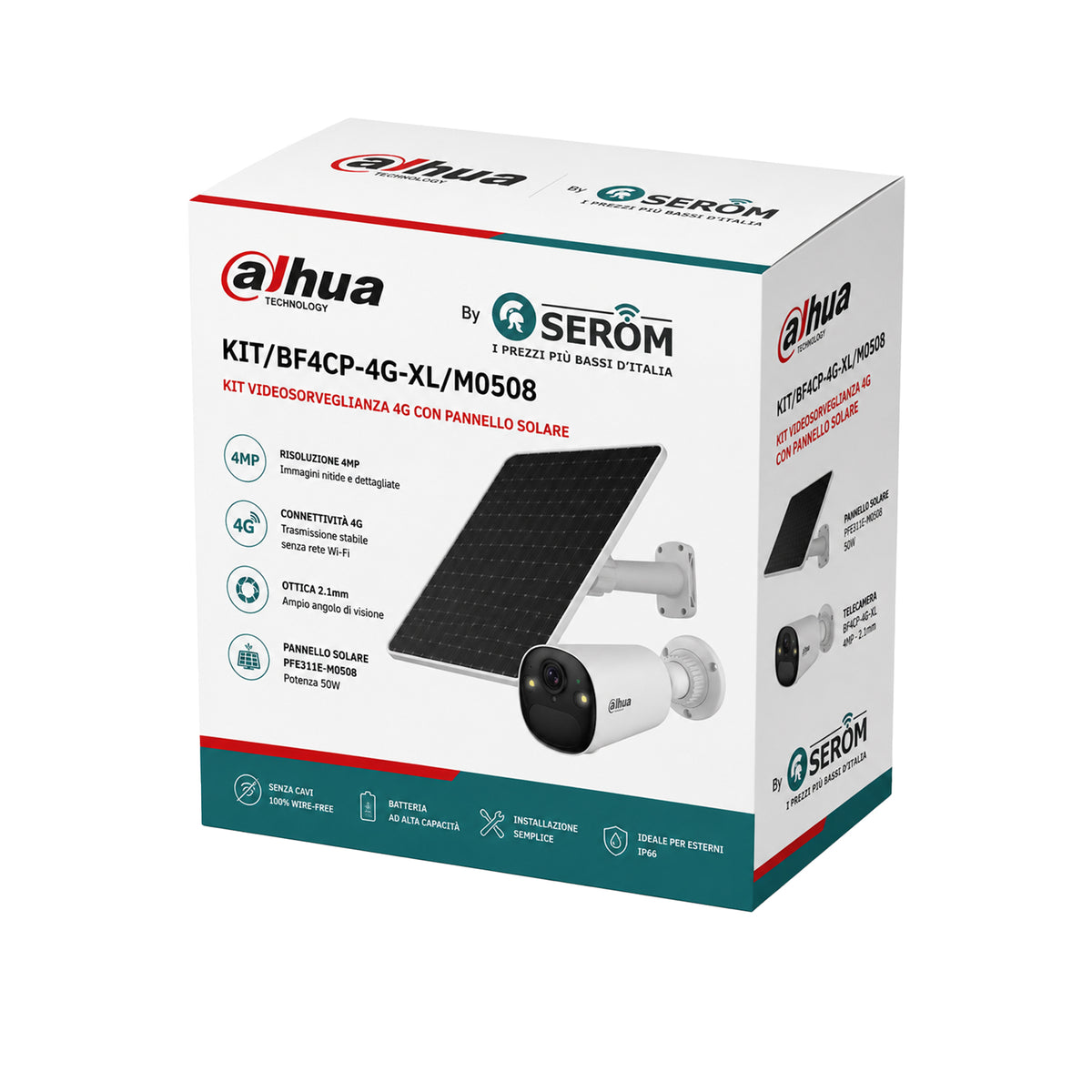KIT/BF4CP-4G-XL/M0508 – 4G 4MP Solarpanel-Kamera-Kit mit KI-Erkennung, Farbnachtsicht und IP66 – Dahua