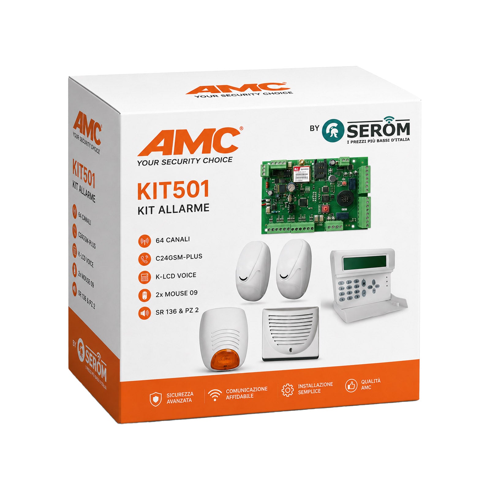 AMC PROFESSIONAL HOME ALARM KIT WITH SENSORS KIT 501 C24GSM-PLUS