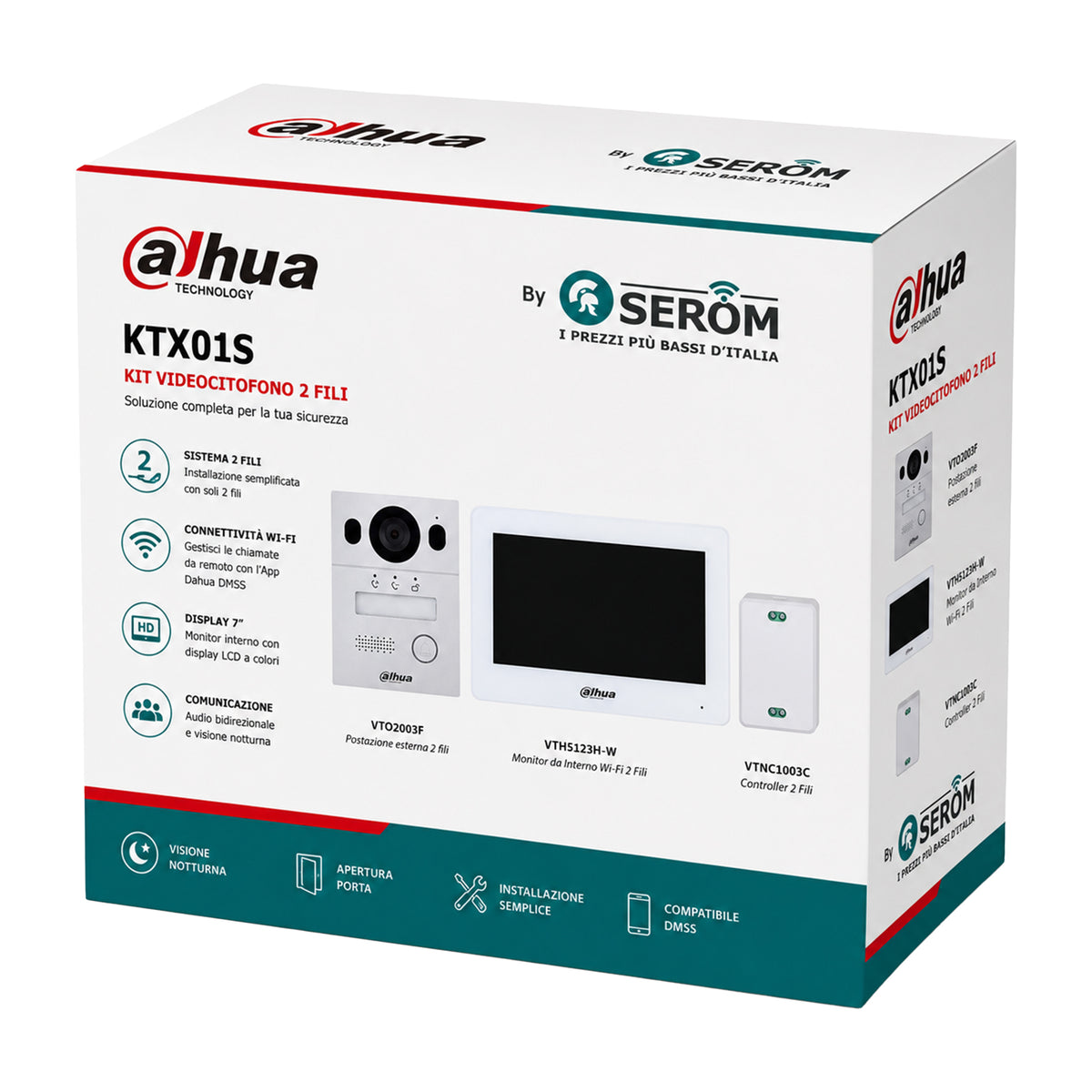 KTX01S – Hybrid-Video-Türsprechanlage mit 2-Draht-Anschluss – 2-Draht-Controller – 2-Draht-Innenmonitor – Wandhalterung – Dahua
